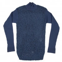  Jean-Paul GAULTIER HOMME Rib Switched Knit Sweater (Polo Neck Jumper) Navy 48