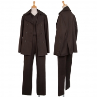  gigli Wool Cotton Stripe Jacket Vest & Pants Brown 38