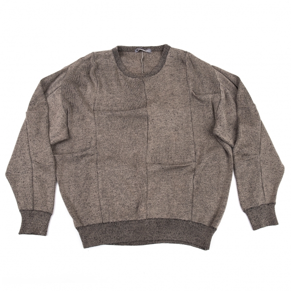 ISSEY MIYAKE MEN Switched Knit Sweater (Jumper) Beige,Black M-L