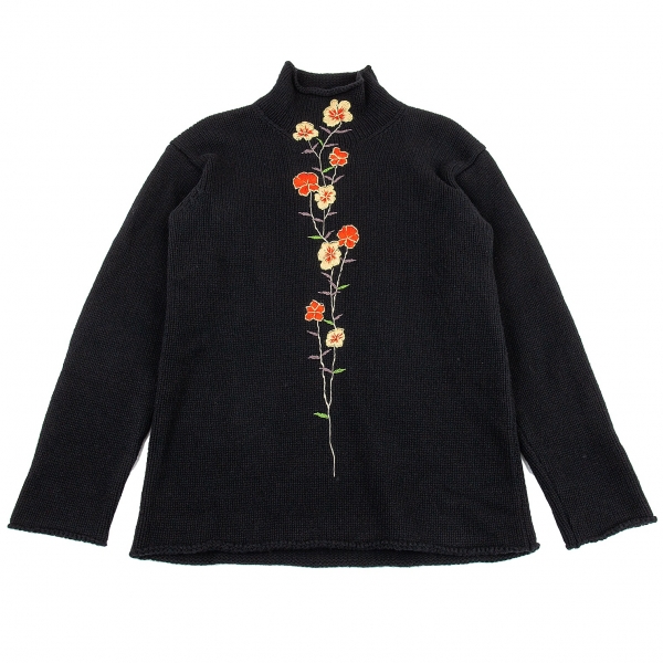 Yohji Yamamoto POUR HOMME Floral Embroidery Knit (Polo Neck Jumper 
