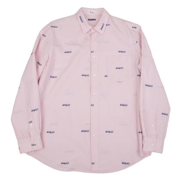 パパスPapas フラッグドビー織りシャツ ピンク50L