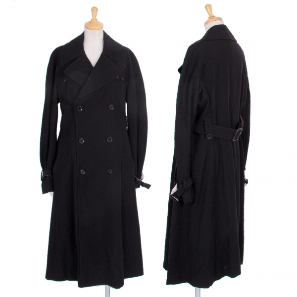 Yohji Yamamoto NOIR Wool Trench Coat Black 1 | PLAYFUL