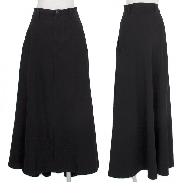 ワイズY's ウールギャバAラインスカート 黒4
