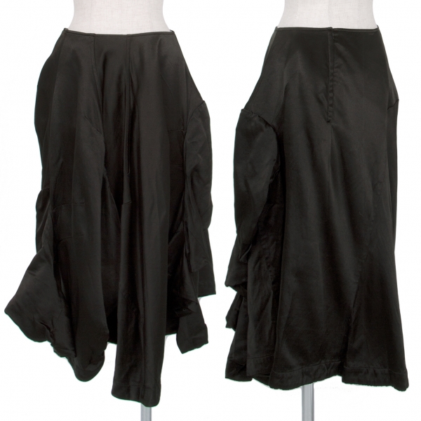 コムデギャルソンCOMME des GARCONS 製品染めエステルサテン袖付き変形スカート 黒S