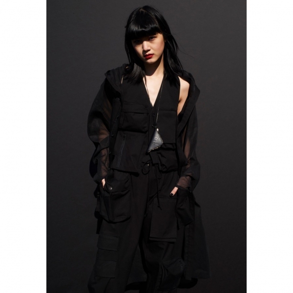 B Yohji Yamamoto Cotton Pocket Design Vest (Waistcoat) Black 1