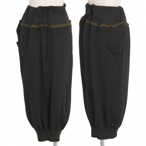ワイズY's ポケットデザインウールポリニットスカート 黒カーキ2