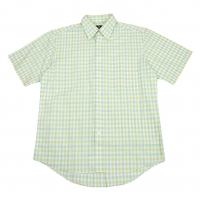  Aquascutum Plaids Cotton Short Sleeve Shirt Yellow-green L