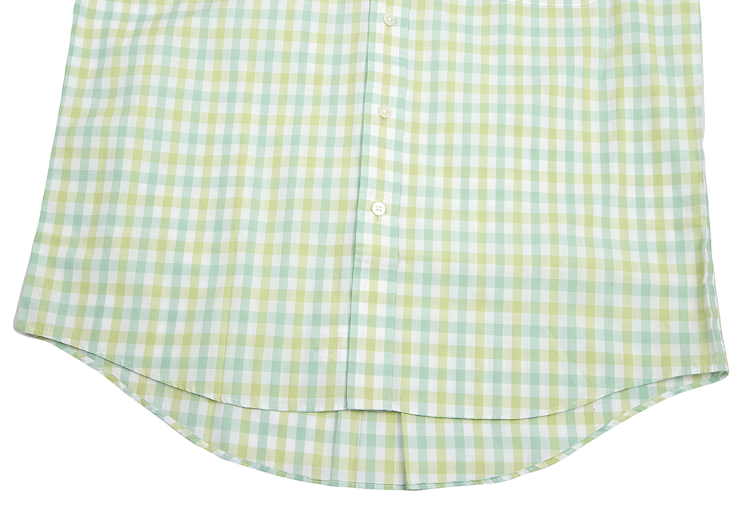 アクアスキュータムAquascutum コットン半袖チェックシャツ 黄緑白他L