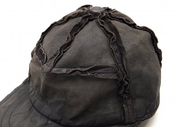 COMME des GARCONS HOMME PLUS Vintage Leather Cap Black   PLAYFUL
