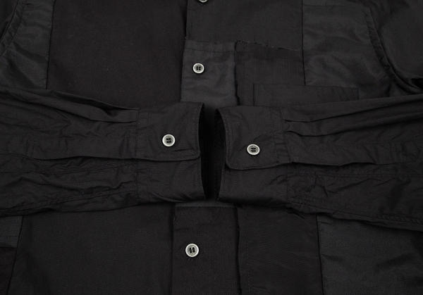 ブラックコムデギャルソンBLACK COMME des GARCONS パッチワークロングシャツ 黒M