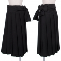  Y's Wool Pleats Wrap Skirt Black 3