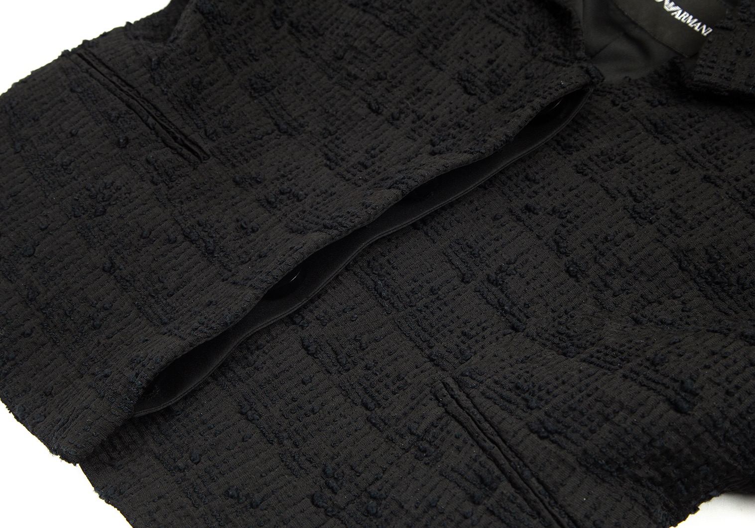 エンポリオ アルマーニ  半袖フリルデザインジャケット 黒