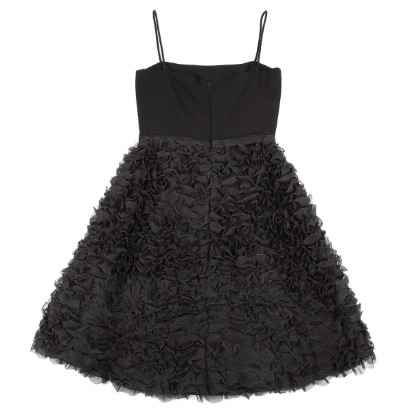 EMPORIO ARMANI Tulle Frill Design Cami Dress Black 40 | PLAYFUL