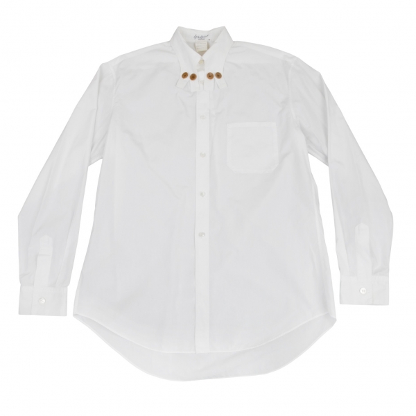 ヨウジヤマモト プールオムYohji Yamamoto POUR HOMME コットンボタンデザインカラーシャツ 白M