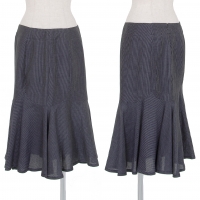  EMPORIO ARMANI Linen Rayon Striped Skirt Navy 42