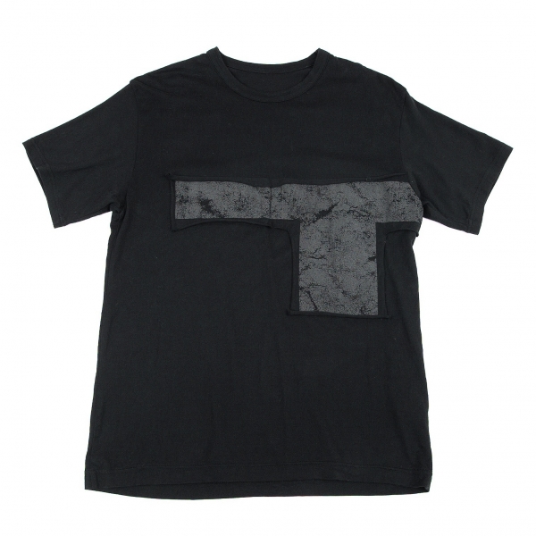 ワイズY's 顔料プリント切り替えTシャツ 黒2