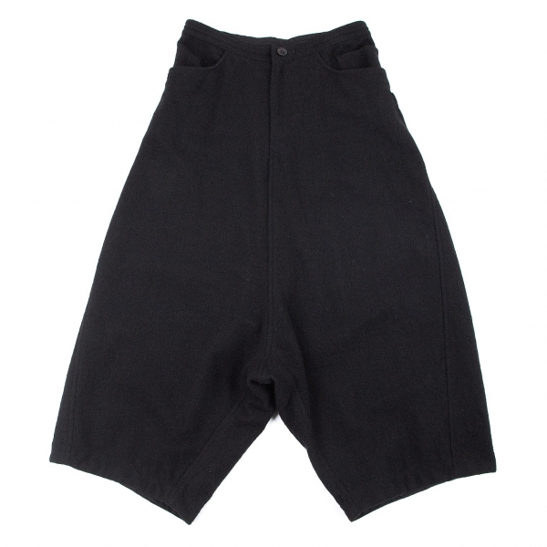 Y's Wool Dropped Crotch Pants (Trousers) Black 1 | PLAYFUL