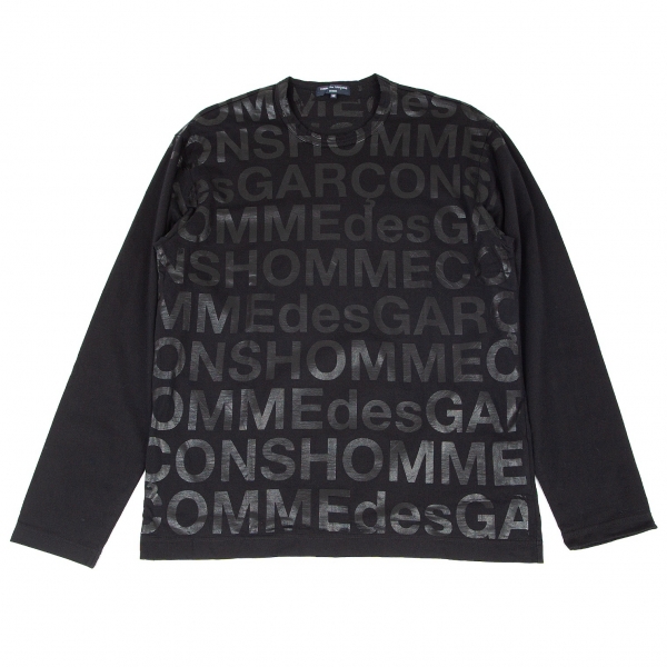 コムデギャルソン オムCOMME des GARCONS HOMME 製品染めフロントブランドロゴプリント長袖Tシャツ 黒M