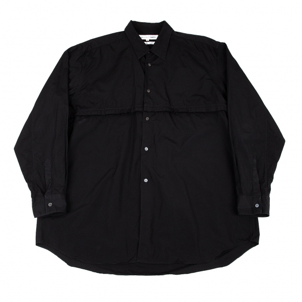 コムデギャルソン シャツCOMME des GARCONS SHIRT つまみ裁ち切り替えデザインシャツ 黒X