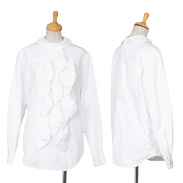 コムデギャルソンCOMME des GARCONS シフォン立体チューブデザインラウンドカラーシャツ 白S