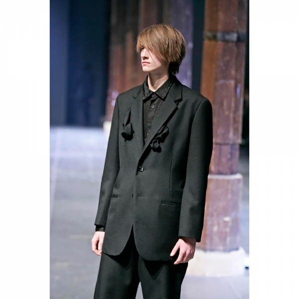 ヨウジヤマモト プールオムYohji Yamamoto POUR HOMME ピンタック装飾カフス着脱デザイン長袖シャツ 黒3