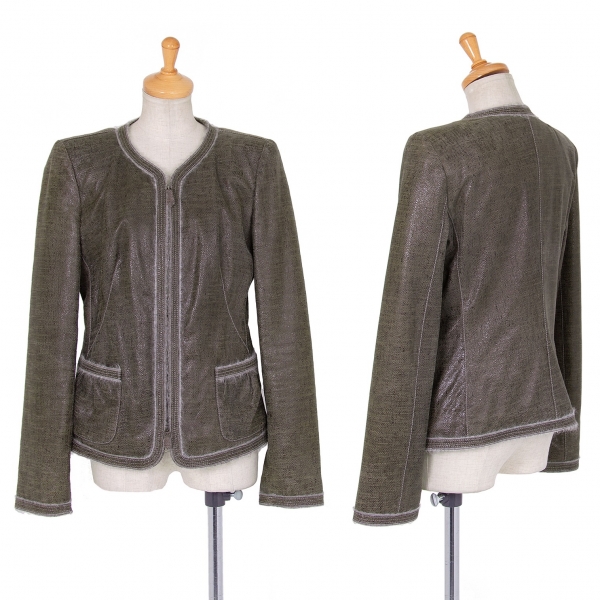 ARMANI COLLEZIONI Sheep Leather Double Zip Jacket Charcoal 42