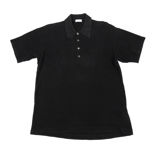 コムデギャルソン オムCOMME des GARCONS HOMME 製品洗いコットン切り替えポロシャツ 黒M位