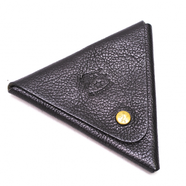 IL BISONTE Leather Triangle Coin Case Black | PLAYFUL