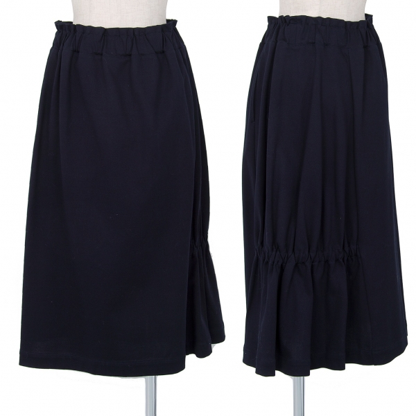 ワイズY's コットンリブサイドギャザースカート 紺2