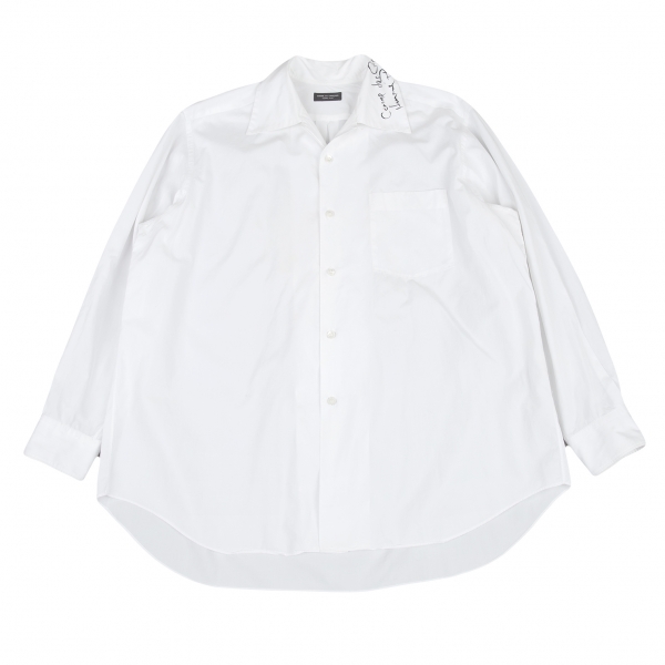 コムデギャルソン オムプリュスCOMME des GARCONS HOMME PLUS 襟ロゴプリントオープンカラーシャツ 白L位