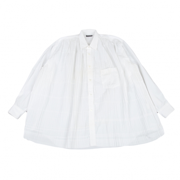 COMME des GARCONS HOMME PLUS Pleats Switched Shirt White M-L | PLAYFUL