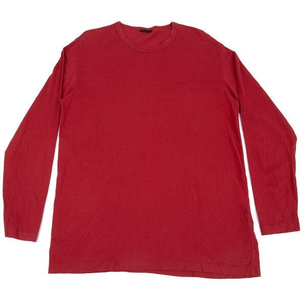 ワイズフォーメンY's for men 製品染めワンポイントロゴ刺繍長袖Tシャツ 赤L位