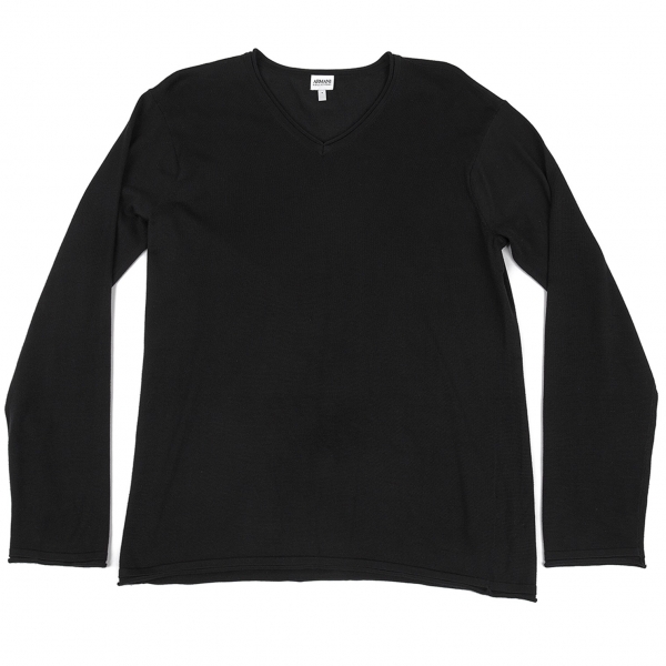ARMANI COLLEZIONI Stretch Silk V-neck Knit Sweater (Jumper) Black 