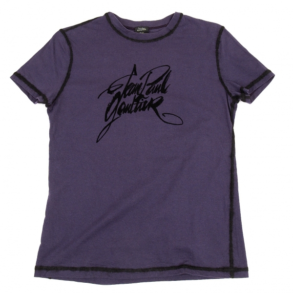 ジャンポールゴルチエ オムJean Paul GAULTIER HOMME フロッキーロゴプリントTシャツ 紫48