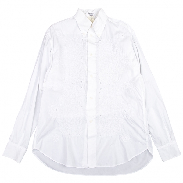 ヨウジヤマモト プールオムYohji Yamamoto POUR HOMME フロント刺繍ロングシャツ 白M