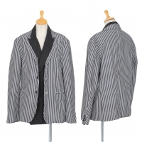  COMME des GARCONS Striped Layer Switching Jacket Black,White M