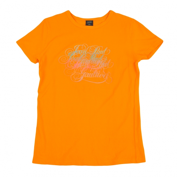 ジャンポールゴルチエ オムJean Paul GAULTIER HOMME ロゴグラフィックラバープリントTシャツ オレンジ48