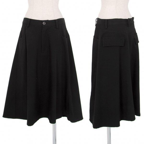 ワイズY's ウールギャバ台形スカート 黒2