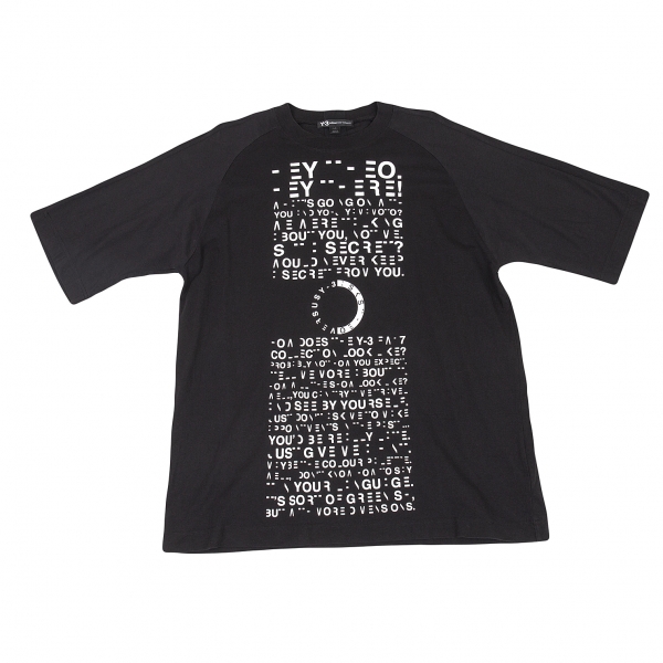 ワイスリーY-3 プリントラグランビッグTシャツ 黒L