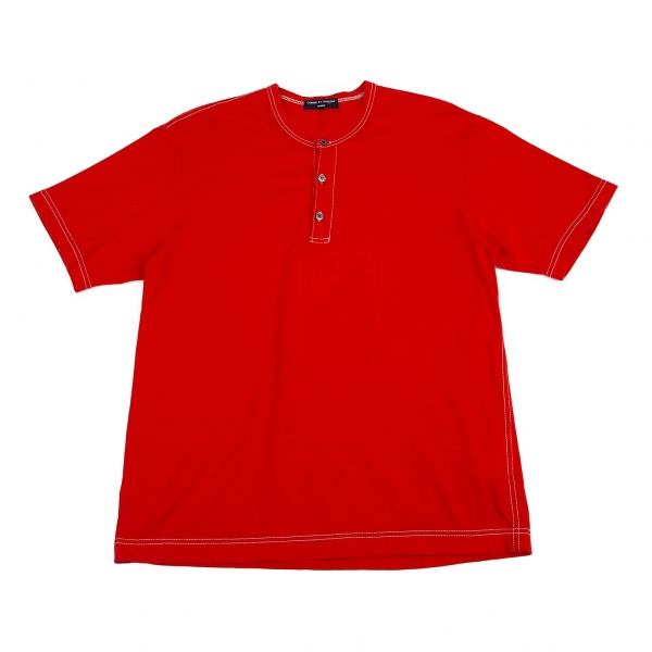 コムデギャルソン オムCOMME des GARCONS HOMME コットン天竺製品染めヘンリーネックTシャツ 赤M