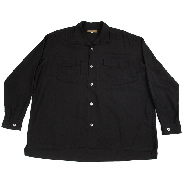ワイズフォーメンY's for men レーヨンオープンカラーシャツ 黒3
