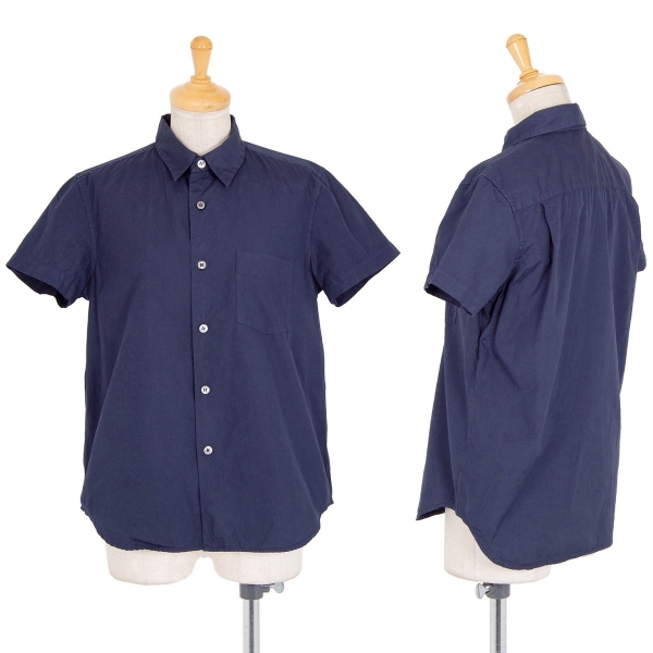 トリコ コムデギャルソンtricot COMME des GARCONS 製品染めコットン半袖シャツ 紺S
