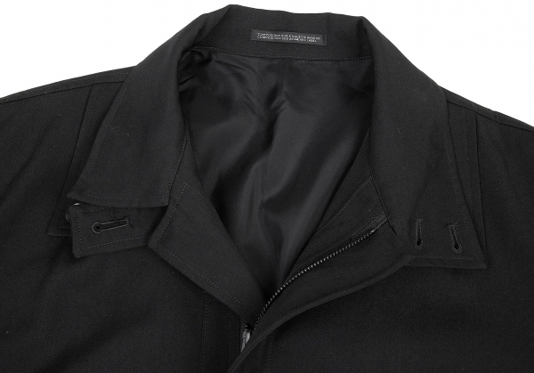 Yohji Yamamoto POUR HOMME Wool Gabardine 2Way Coat Black 3 | PLAYFUL