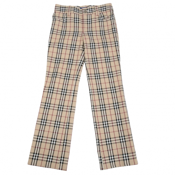 BURBERRY BLUE LABEL Plaid Stretched Cotton Pants (Trousers) Beige 36