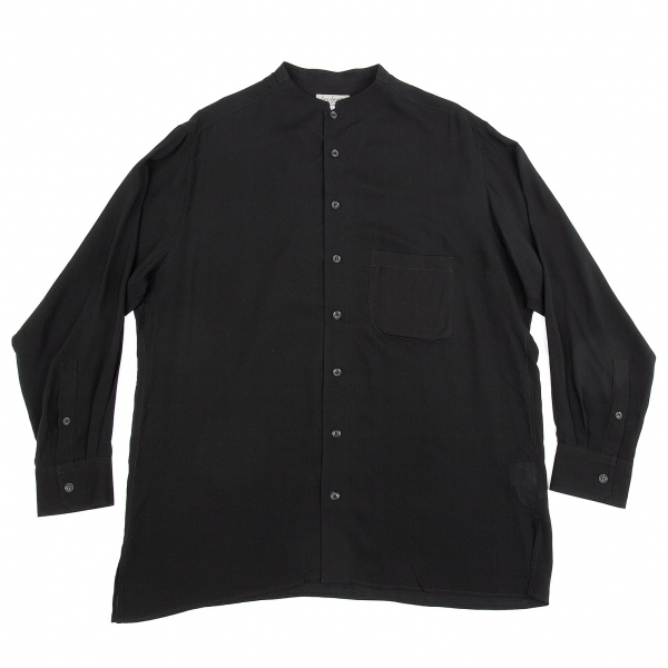 ヨウジヤマモト プールオムYohji Yamamoto POUR HOMME テンセルノーカラーシャツ 黒4