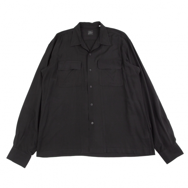 ヨウジヤマモト コスチュームドオムYohji Yamamoto COSTUME D' HOMME レーヨンフラップポケットシャツ 黒4