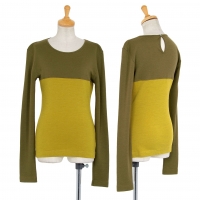  gigli Bi Color Switching Chest Long T Shirt Khaki-green 38(M)
