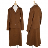  gigli Design Collar Jacket & Back Slit Skirt Brown 38(M)
