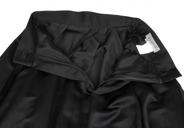 Yohji Yamamoto FEMME Silk Satin Knob Flare Skirt Black SS | PLAYFUL