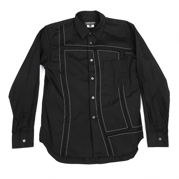 コムデギャルソン オムドゥCOMME des GARCONS HOMME DEUX パッチステッチコットンシャツ 黒XS
